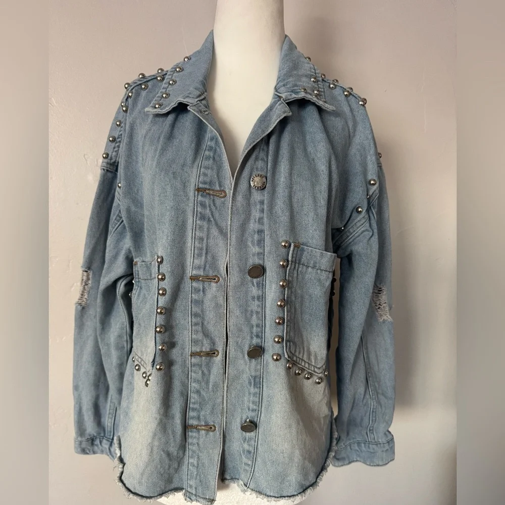 Vervet Studded Denim Jean Jacket Small - Picture 10 of 14